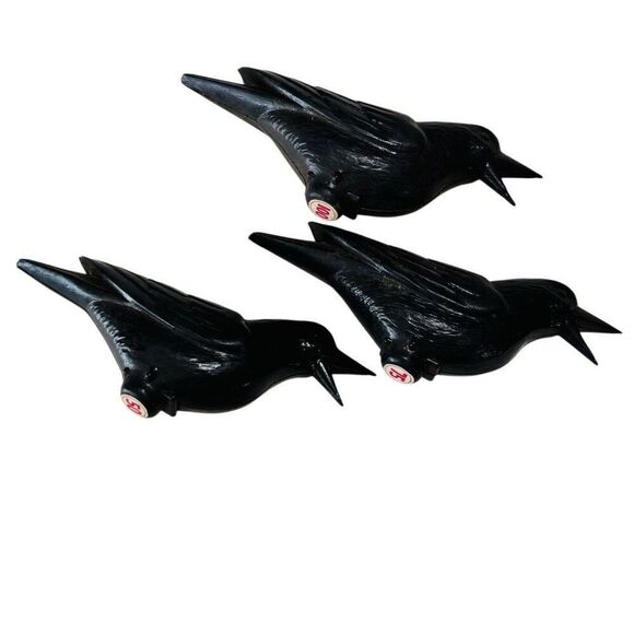 Lot of 3 black Crow Plastic point based BB Gun targets-carnival games 1950/1960s - Picture 1 of 15